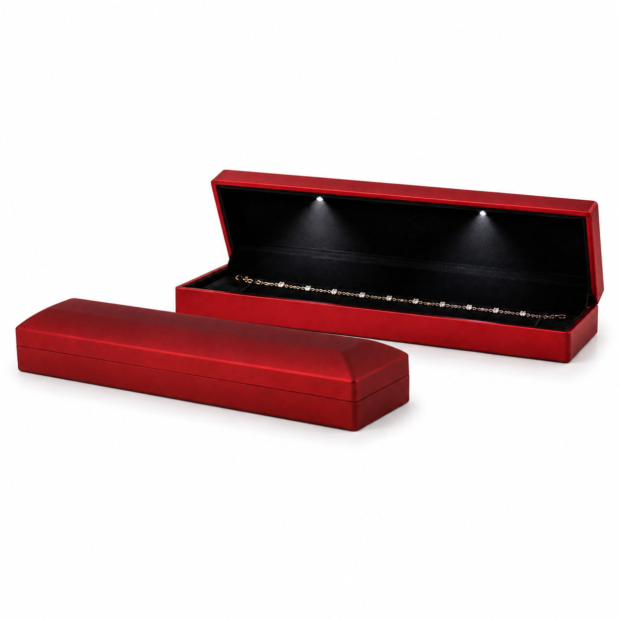 Red Bracelet Box with Dual LED Lights and Black Interior – Jeweller Buy
