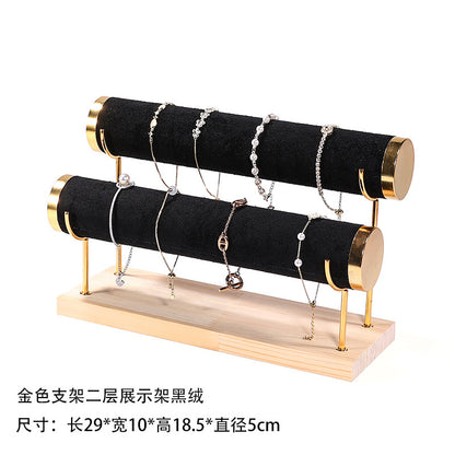 Creative jewelry rack wooden bracelet rack gold three-layer bracelet display rack display bracelet rack watch storage rack