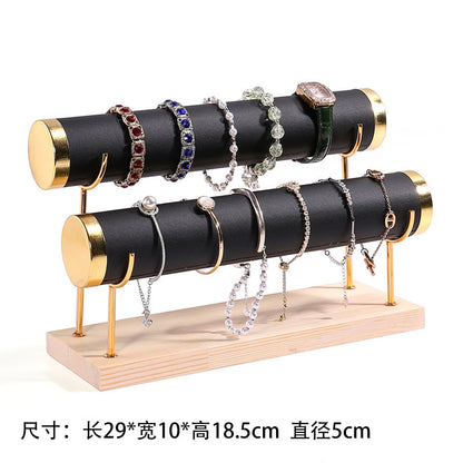 Creative jewelry rack wooden bracelet rack gold three-layer bracelet display rack display bracelet rack watch storage rack