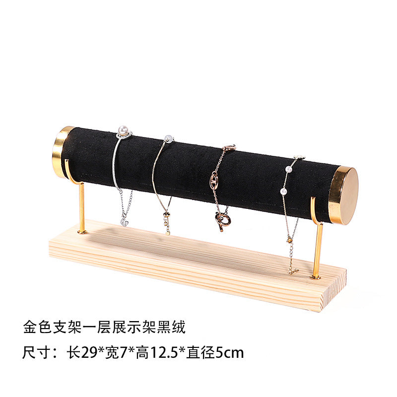 Creative jewelry rack wooden bracelet rack gold three-layer bracelet display rack display bracelet rack watch storage rack