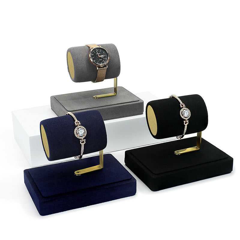 Velvet Watch & Bracelet Display Stand with Gold Metal Base - Multi-Color Holder for Retail & Photography