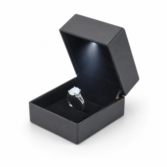 Black Plastic Velvet Ring Box