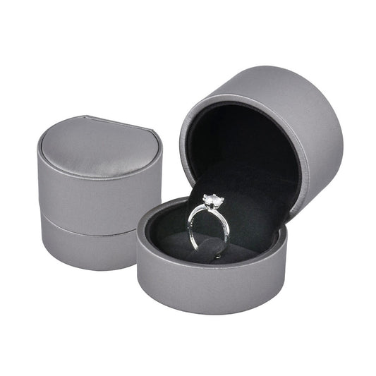 12PCS (P04R-GR) Gray PU Ring Boxes