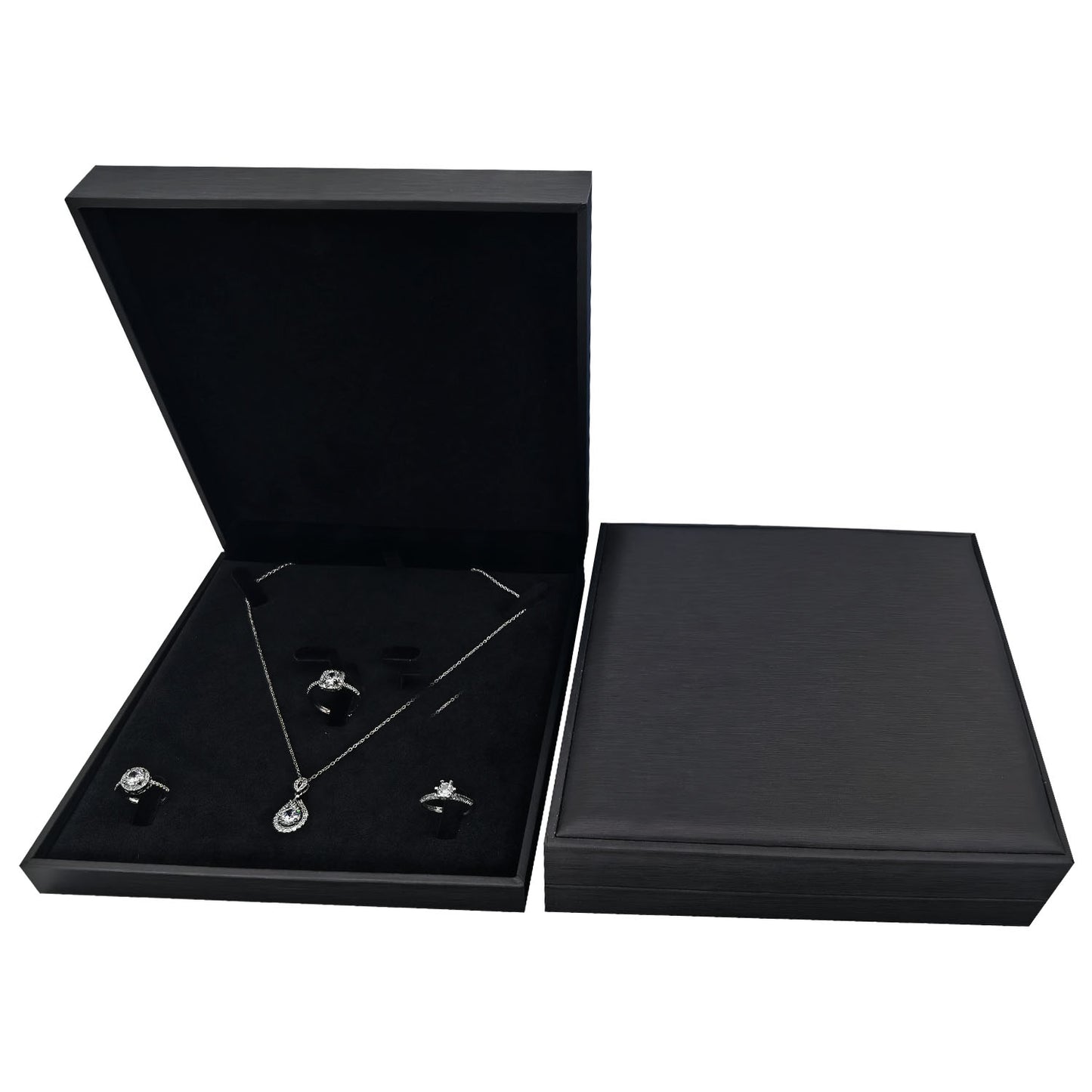 3PCS Black Large Size PU Necklace Boxes