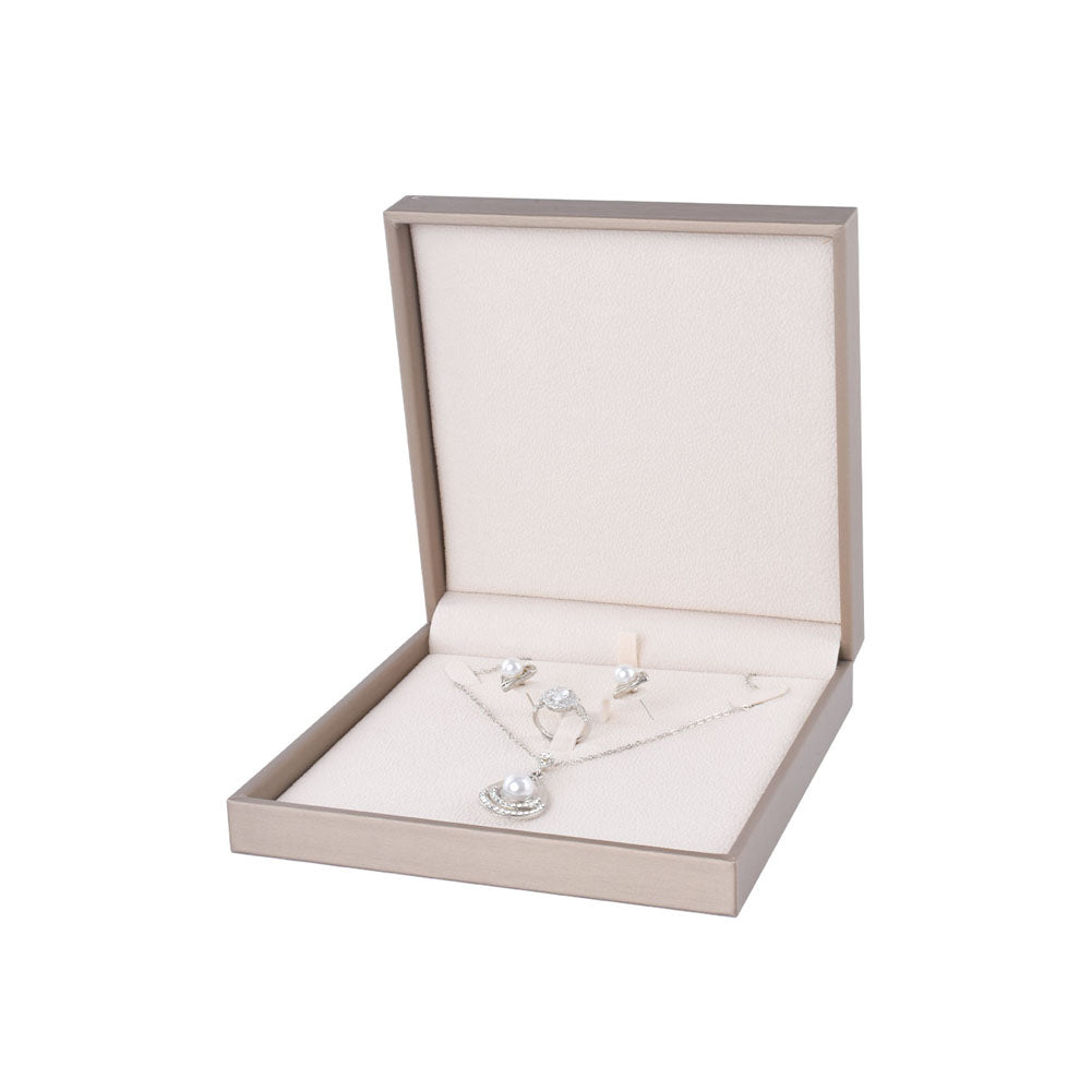 Cajas de joyería pequeñas cubiertas de PU color champán, precio por 6 piezas