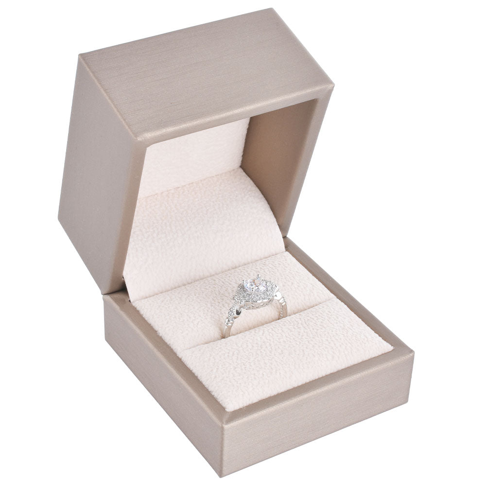 Champagne PU Covered Ring Boxes, Price for 12 Pcs