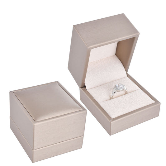 Champagne PU Covered Ring Boxes, Price for 12 Pcs