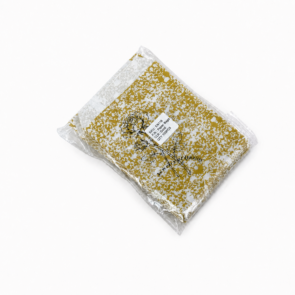 Gold Rose Self-Seal Jewelry Paper Envelopes – 5 × 7 in, 100 Pack