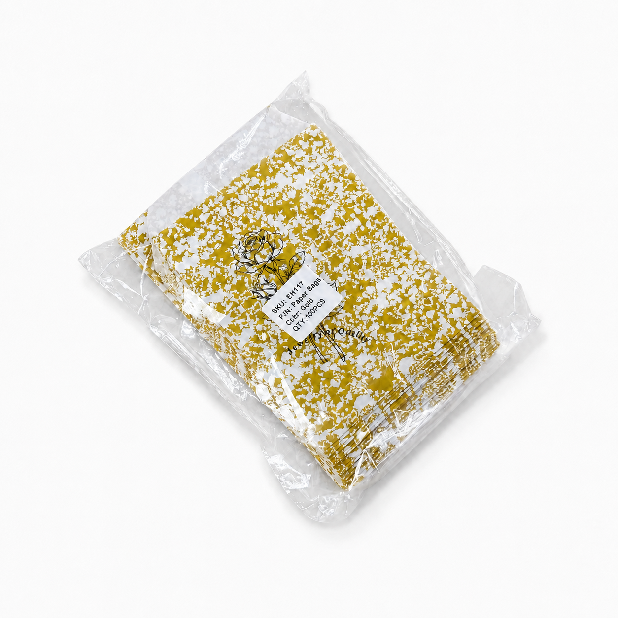 Gold Floral Peel-and-Seal Jewelry Envelopes – 4 × 6 in, 100 Pack