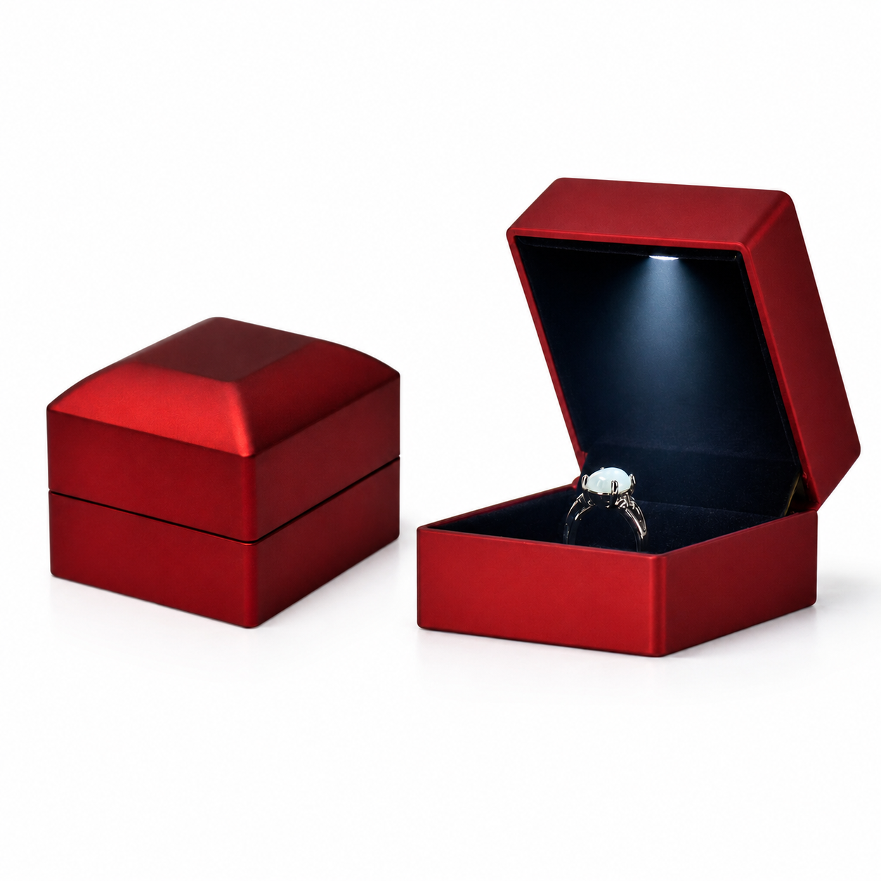 Red Plastic LED Ring Box with Black Velvet Interior – Jeweller Buy