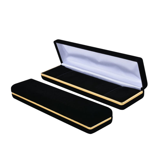 6PCS (SB5-BK) Black Velvet Bracelet Boxes With Gold Trim