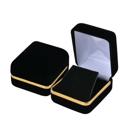12PCS Black Velvet Earring Boxes With Gold Trim