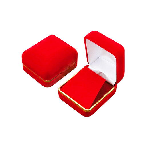 12PCS Red Velvet Earring Boxes With Gold Trim