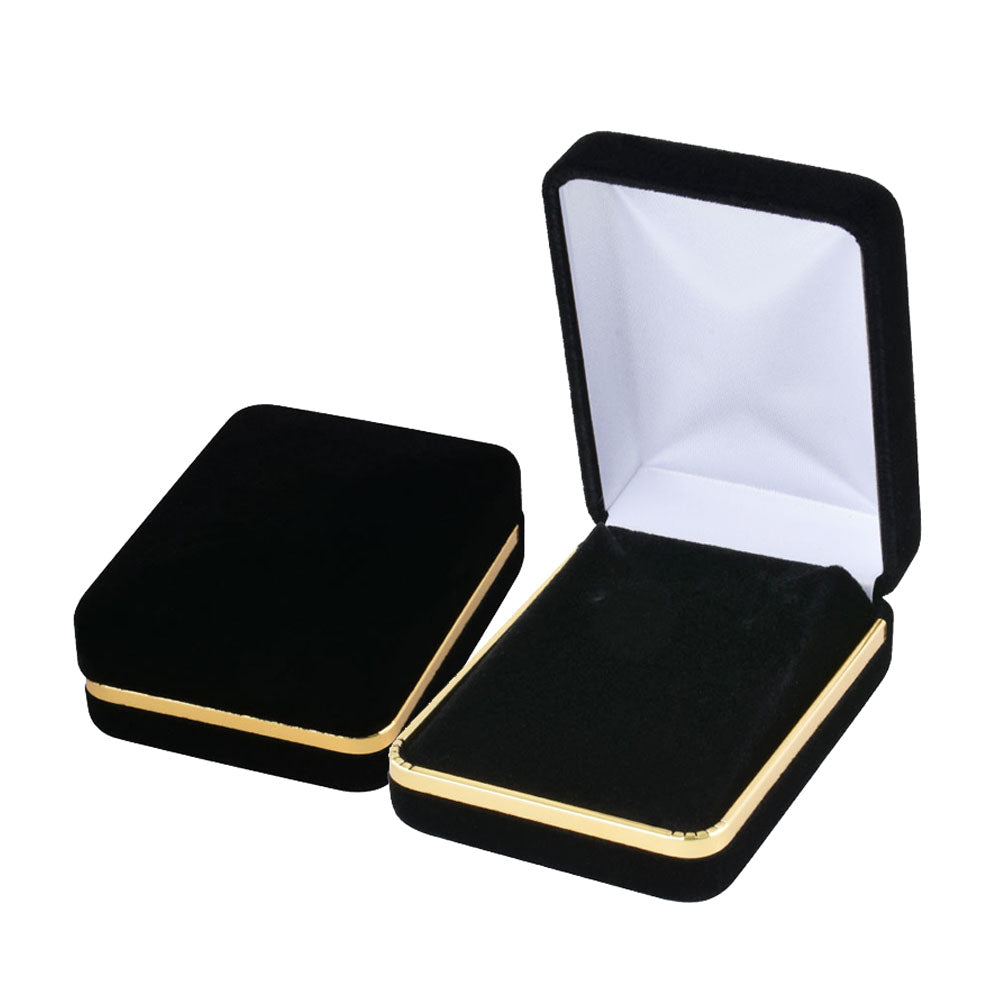 12PCS Black Velvet Pendant Earring Boxes With Gold Trim