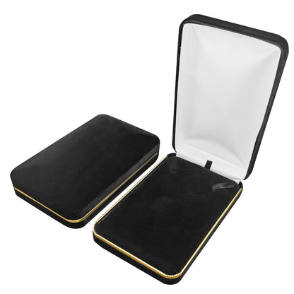6PCS Black Velvet Necklace Boxes With Gold Trim