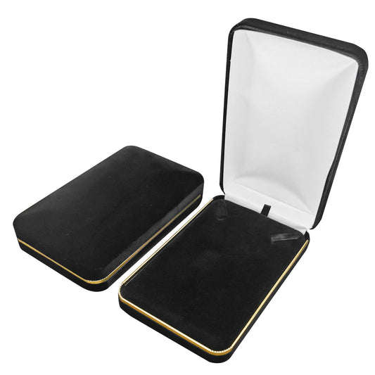 6PCS Black Velvet Necklace Boxes With Gold Trim