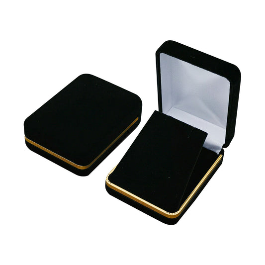 12PCS Black Velvet Pendant Earring Boxes With Gold Trim