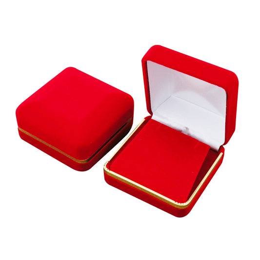 12PCS Red Pendant Velvet Earring Boxes With Gold Trim