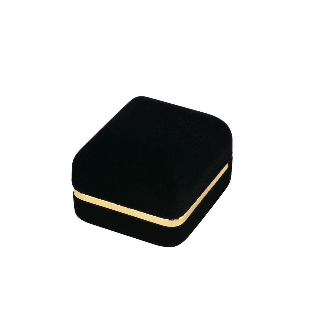 12PCS Black Velvet Ring Boxes With Gold Trim