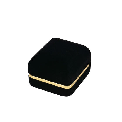 12PCS Black Velvet Ring Boxes With Gold Trim