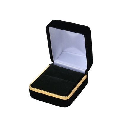 12PCS Black Velvet Ring Boxes With Gold Trim