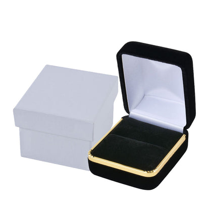 12PCS Black Velvet Ring Boxes With Gold Trim