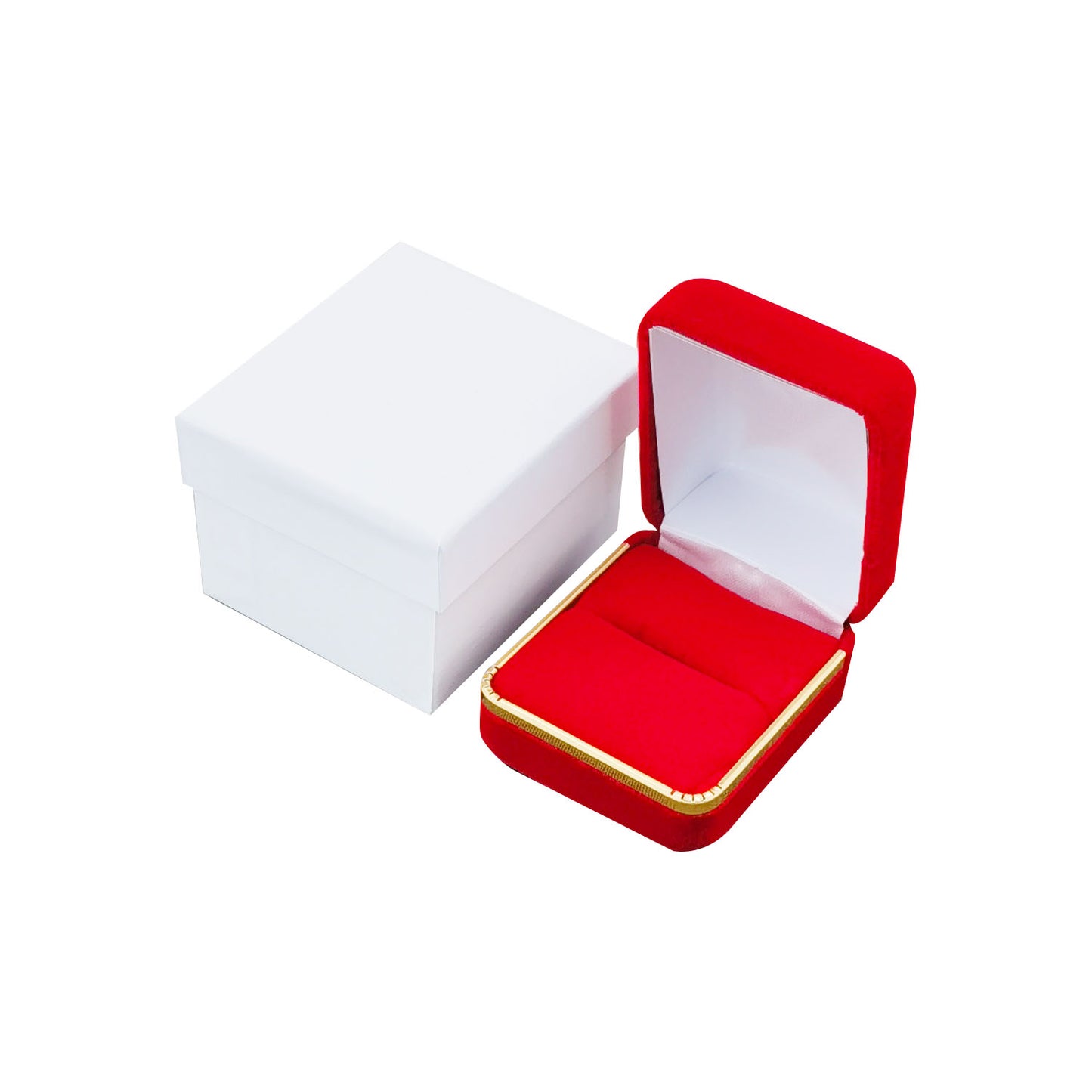 12PCS Red Velvet Ring Boxes With Gold Trim