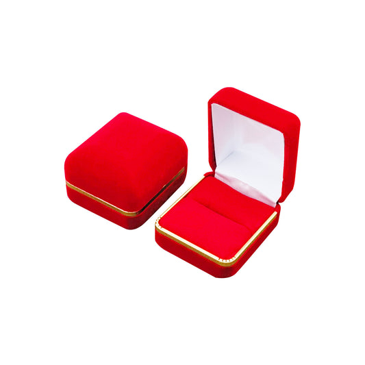 12PCS Red Velvet Ring Boxes With Gold Trim