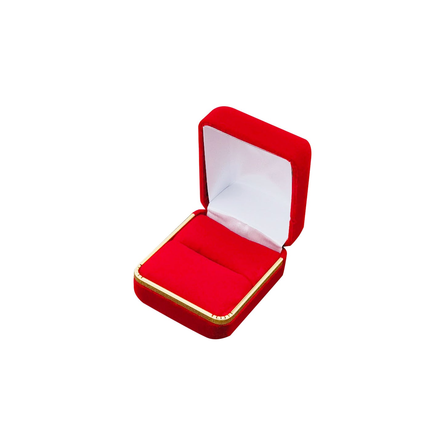 12PCS Red Velvet Ring Boxes With Gold Trim