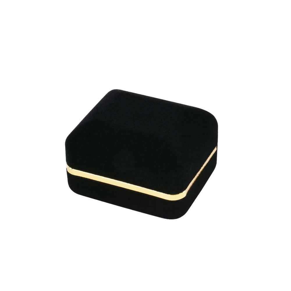 12PCS Black Velvet Double Ring Boxes with Gold Trim