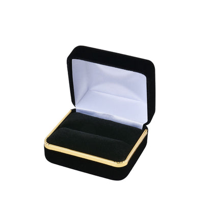 12PCS Black Velvet Double Ring Boxes with Gold Trim