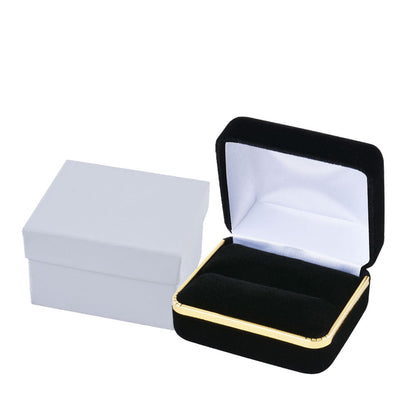 12PCS Black Velvet Double Ring Boxes with Gold Trim