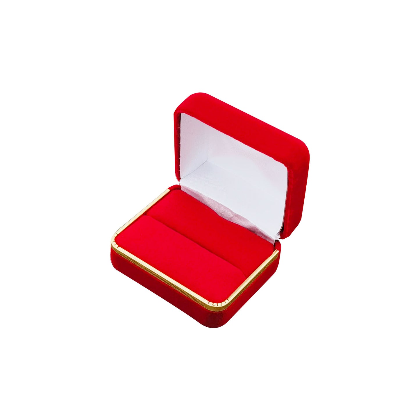 12PCS Red Velvet Double Ring Boxes with Gold Trim