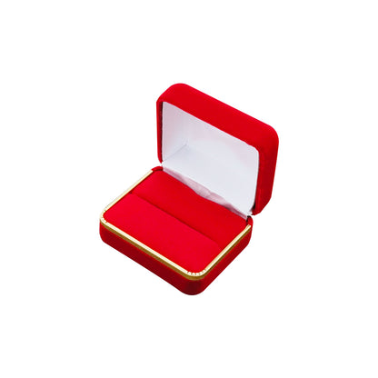 12PCS Red Velvet Double Ring Boxes with Gold Trim