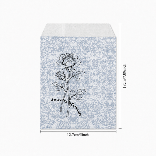 Silver Rose Self-Seal Jewelry Paper Envelopes – 5 × 7 in, 100 Pack