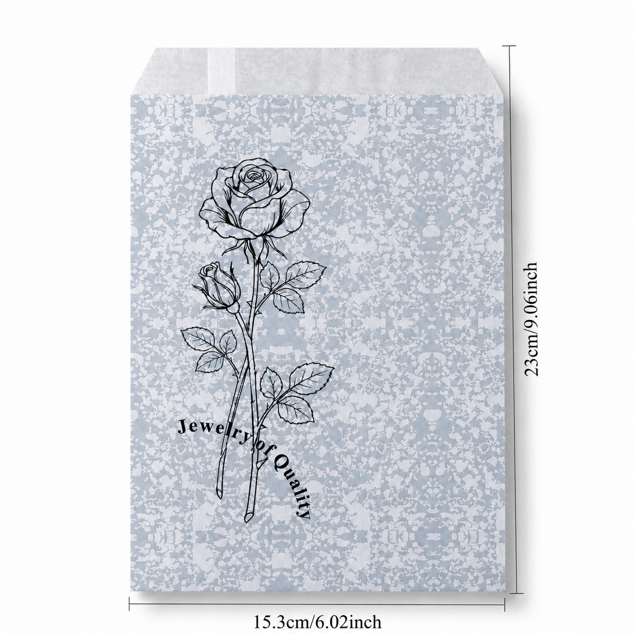 Silver Rose Self-Seal Jewelry Paper Envelopes – 6 × 9 in, 100 Pack