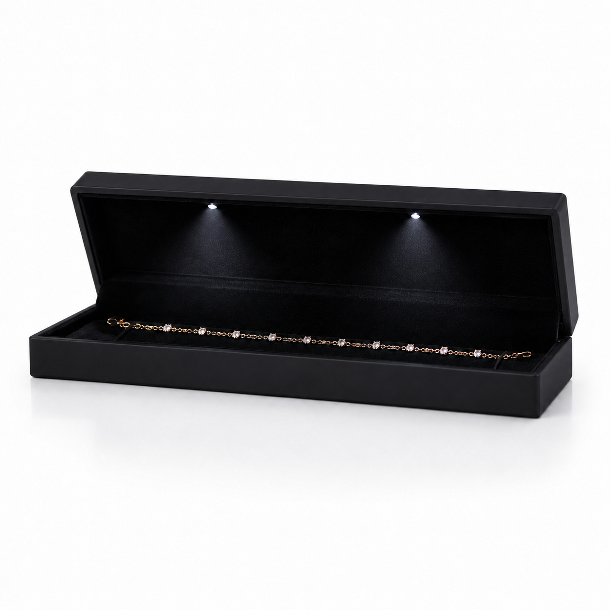 Black Bracelet Box with Dual LED Lights and Padded Interior – Jeweller Buy