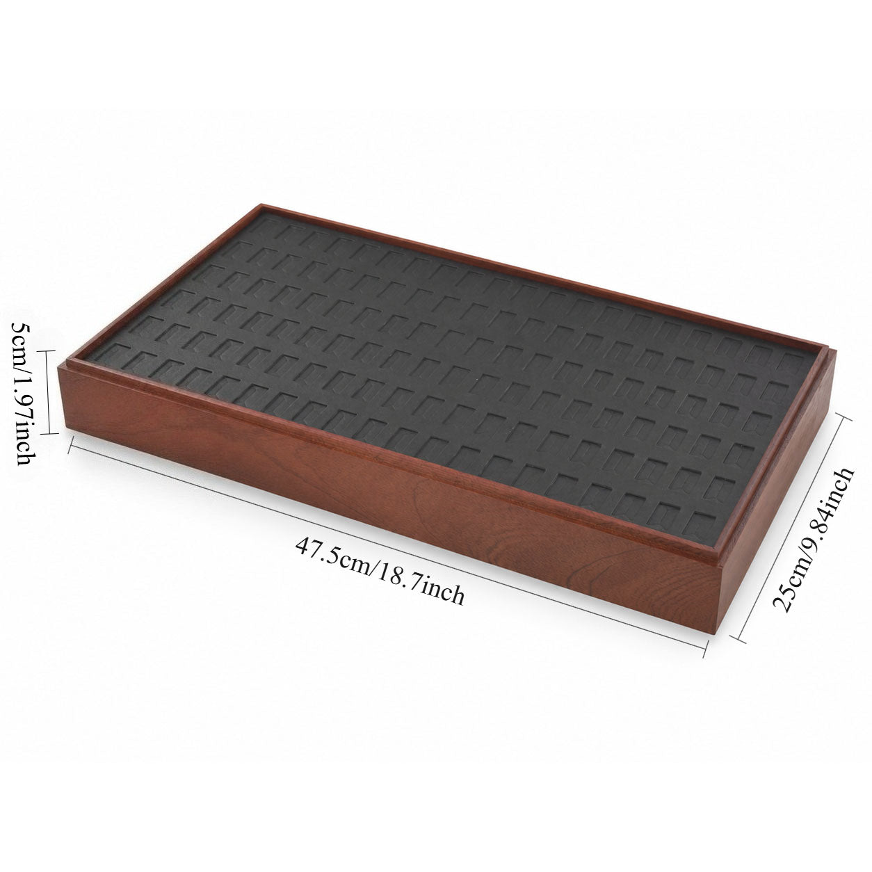 Retail ring display organizer measuring 47.5 by 25 cm with 120 ring slots