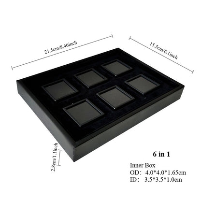 Bare stone box acrylic square plastic jewelry ring plate display PU leather tray colored gem box sample box storage