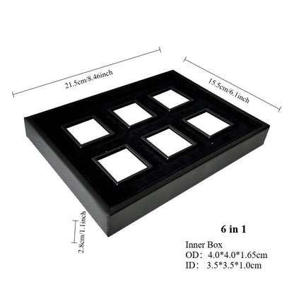 Bare stone box acrylic square plastic jewelry ring plate display PU leather tray colored gem box sample box storage