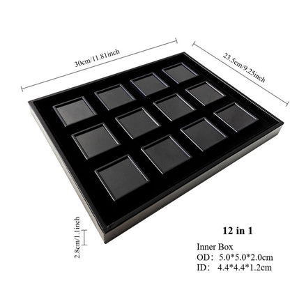 Bare stone box acrylic square plastic jewelry ring plate display PU leather tray colored gem box sample box storage