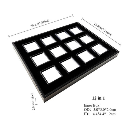 Bare stone box acrylic square plastic jewelry ring plate display PU leather tray colored gem box sample box storage