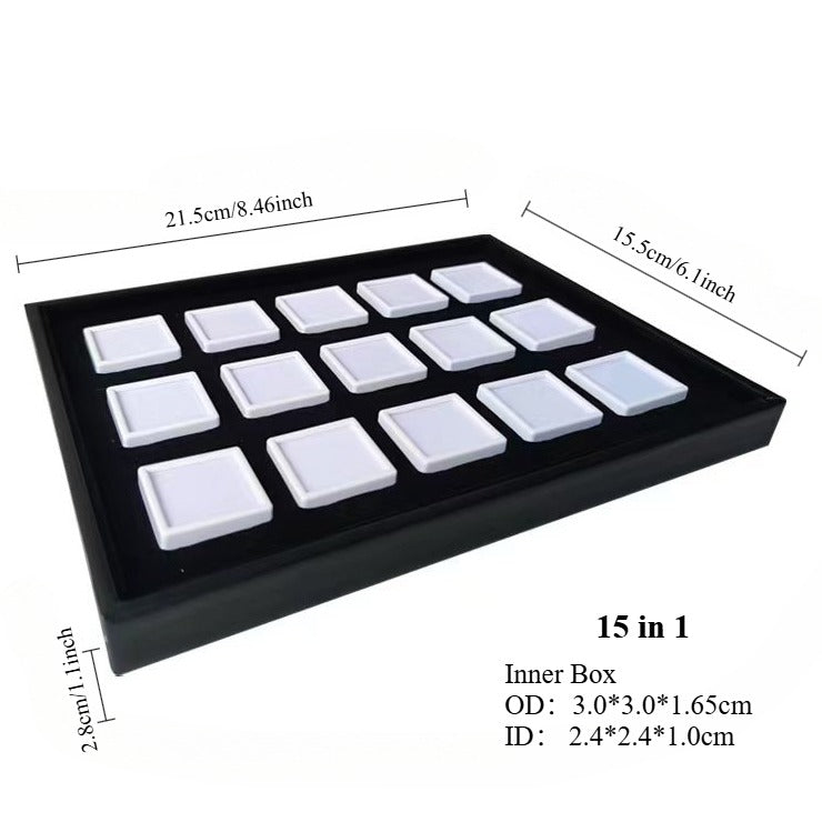 Bare stone box acrylic square plastic jewelry ring plate display PU leather tray colored gem box sample box storage