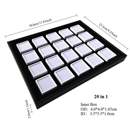 Bare stone box acrylic square plastic jewelry ring plate display PU leather tray colored gem box sample box storage