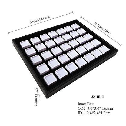 Bare stone box acrylic square plastic jewelry ring plate display PU leather tray colored gem box sample box storage