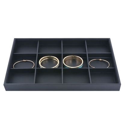 12 Compartment Black PU Jewelry Display Tray