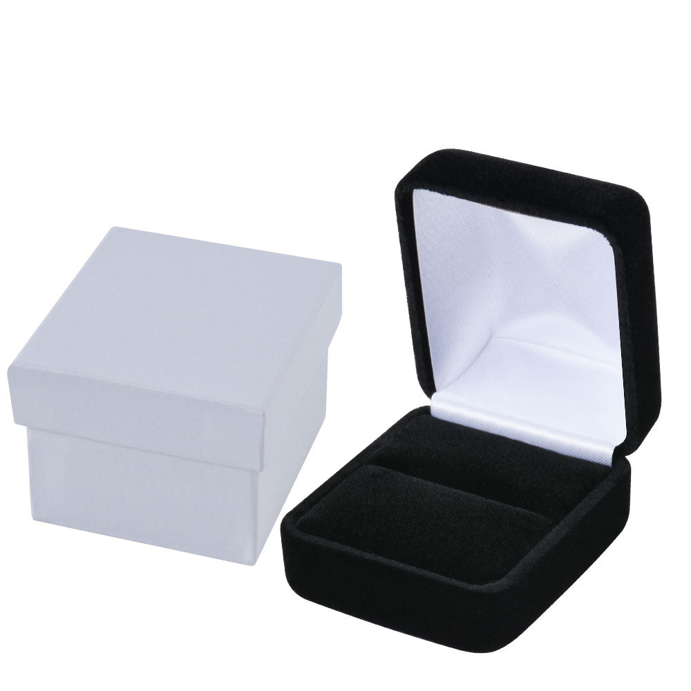 Black Velvet Ring Boxes, Price For 12 PCS