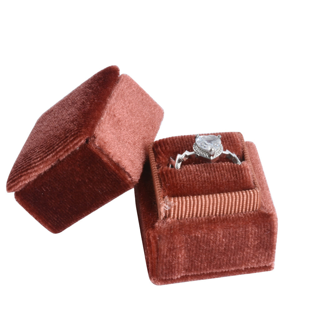 Brown Fashion Small Square Velvet Boxes