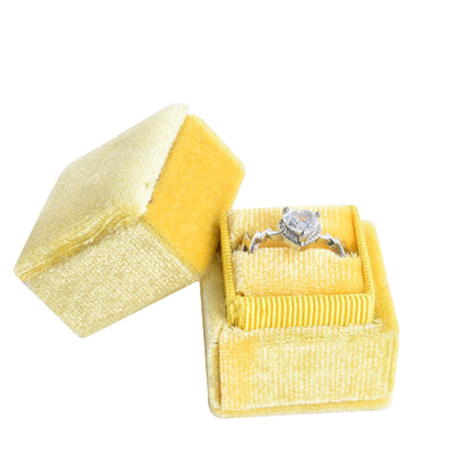 Yellow Fashion Small Square Velvet Boxes