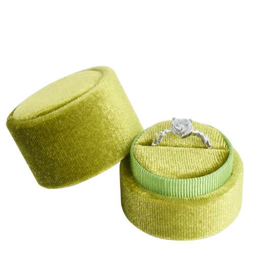 Green Fashion Small Cylindrical Velvet Boxes